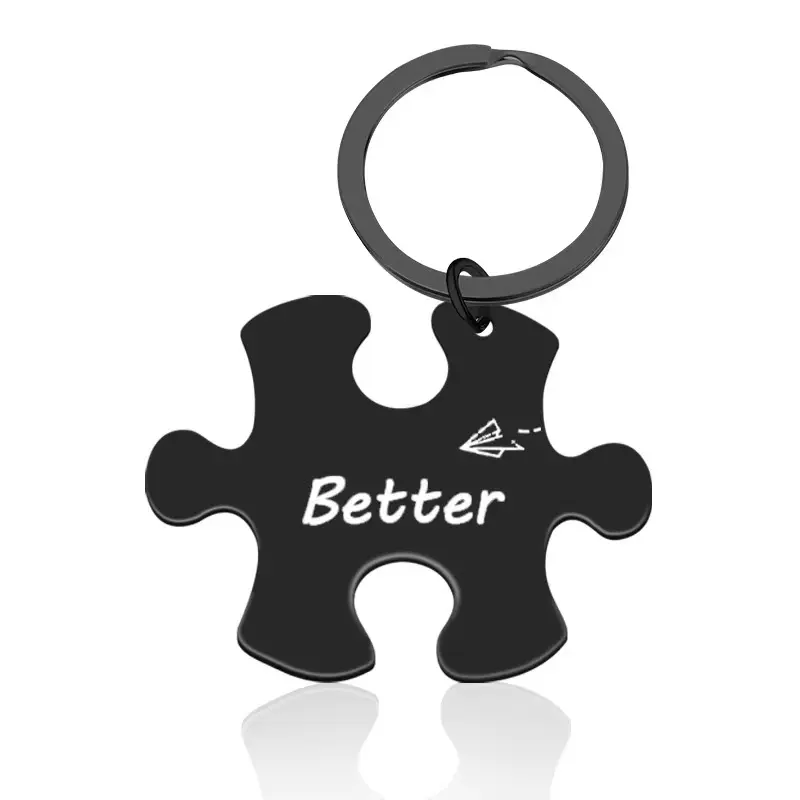 personalized keychain -couples love keychains-couples gift-better together-puzzle keychains-puzzle piece