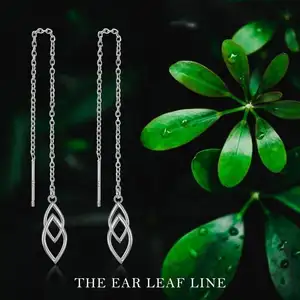 YFN Design Earrings High Quality S925 Sterling Silver Long Chains Leaf Threader Earrings For Women