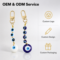 Hot Selling Evil Eyes Beads Keychain Cat Amulet Car Bag Charms Glass Evil Eye Jewelry Pendant Good Luck Charms for Car Bag Decor