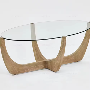 <span class=keywords><strong>Tavolino</strong></span> in vetro temperato in legno di quercia stile fattoria per casa ville alberghi sale <span class=keywords><strong>sala</strong></span> da pranzo mobili soggiorno - Product Image 1