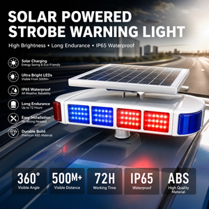 Luce di Segnalazione Stradale LED Impermeabile a Doppia Faccia, Quattro Set di LED, Luce Stroboscopica Solare Rossa e Blu Lampeggiante - Product Image 5