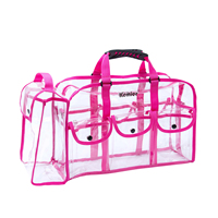 Sac cosmétique transparent imperméable pour maquilleur, grand sac fourre-tout en PVC transparent avec poignée et sangle amovible et logo en stock