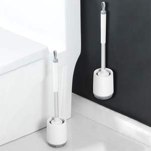 Brosse WC murale en acier inoxydable et silicone avec support pour salle de bain, en boue de diatomées - Product Image 4