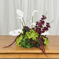 Boule de fleurs artificielles bordeaux et vertes de 40 cm, arrangement floral pour mariage, événement d'automne, centre de table, décoration