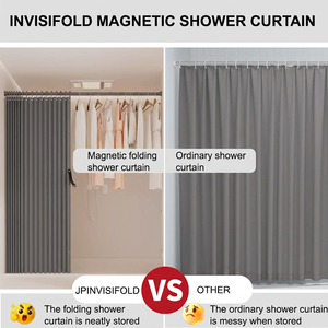 <span class=keywords><strong>Rideau</strong></span> de Douche Magnétique Pliable 80x180cm (32x72 Pouces) Économiseur d'Espace Anti-Fuite en Polyester Écologique pour Appartement et <span class=keywords><strong>Baignoire</strong></span> - Product Image 5