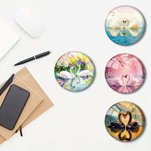 แม่เหล็กติดตู้เย็นแก้วทรงกลมขนาด 40 มม. แบบกำหนดเองได้ ขายส่ง สติ๊กเกอร์ติดตู้เย็นรูปหงส์ - Product Image 4