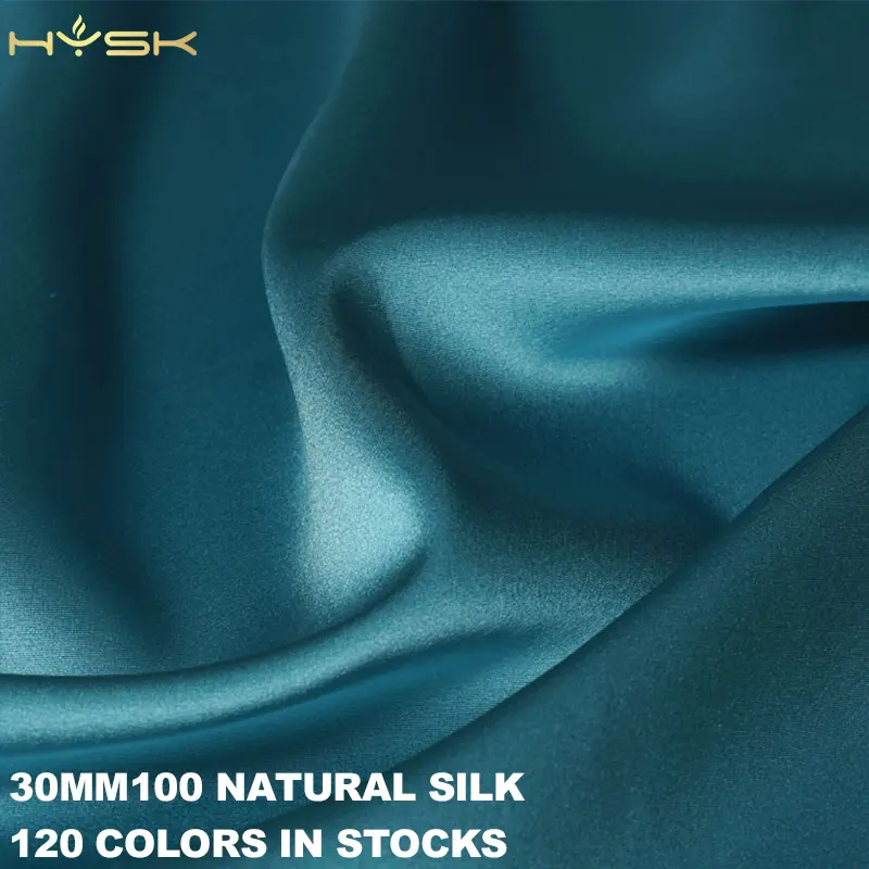 Supplying Plain blue navy light color Dyeing 30MM thick heavy Soft Natural vietnam AODAI Raw materials 100 silk satin Fabric