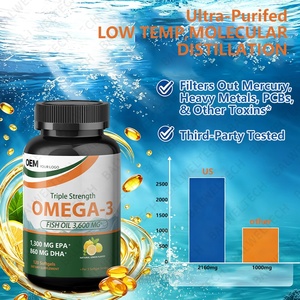 Capsules d'huile de poisson pure oméga-3 halal en vrac, marque privée OEM, 3600 mg, triple concentration EPA DHA, 120 gélules molles, pour adultes, sans OGM - Product Image 5