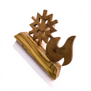 Centre de table de Noël en bois de teck moyen, motif flocon de neige, fait main, support décoratif pour repas de fin d'année, durable - Product Image 1