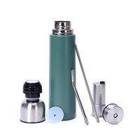 Bouteille d'eau multifonctionnelle 3-en-1 Beauchy sans BPA pour Yerba Maté, 500 ml, isotherme à double paroi avec filtre à thé et paille