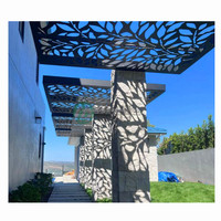 Panneaux de plafond modernes en métal découpé au laser pour gazebo de jardin, balcon, pergola, écrans d'intimité, feuilles en aluminium thermolaqué noir et blanc