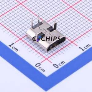 KH-MICRO-DIP-2P USB Connector Bent Lead Through Hole Connector Micro-B USB 2.0 Female Right Angle Insert - Product Image 1