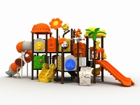Terrain de jeux sécurisée pour les enfants, terrain de jeux d'extérieur avec grande toboggan, parc d'attractions amusant, pour divertissement commercial et commercial