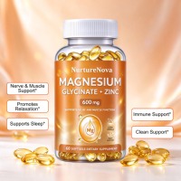 Gélules de glycinate de magnésium 600 mg + zinc avec vitamines B6 et D pour le soutien du sommeil (OEM)