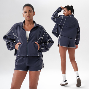 Set da Tennis Sportivo da <span class=keywords><strong>Donna</strong></span> 3 Pezzi: Polo da Golf, <span class=keywords><strong>Pantaloncini</strong></span> Sportivi e Giacca a Maniche Lunghe ad Asciugatura Rapida - Product Image 3