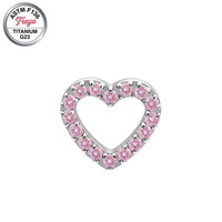 Freya Heart Shape Korean Zircon Conch Titanium Fashion Stud Earrings for Wedding Wholesale Titanium Labret Piercing Jewelry