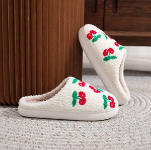 Women's Winter Home for <b>Slippers</b> Cute Cherry Pattern New Design Indoor Warm Flat Fuzzy Fruit Soft Indoor for <b>Slippers</b> for Ladies - Product Image 4