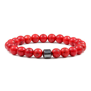 Bracelet extensible en perles de lave naturelle avec breloques magnétiques de 8 mm, personnalisable, vente en gros, pour couple - Meilleures ventes - Product Image 6