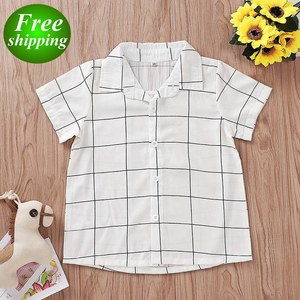 Ins niños camisa de manga corta bebé negro cuadros camiseta envío gratis <span class=keywords><strong>2</strong></span>-7years envío gratis - Product Image 1