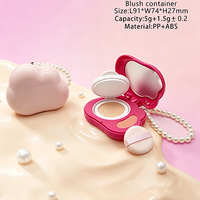 Boîtier compact vide en plastique avec logo personnalisé, double couche 5g+1.5g, pour blush, en forme de coquille, emballage cosmétique
