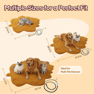 US-Lagerbestand Übersee Blattförmiges Weiches Fleece Rundes Beheiztes Hundebett Baumwoll-Heizmatte für Katzen und Hunde - Product Image 3