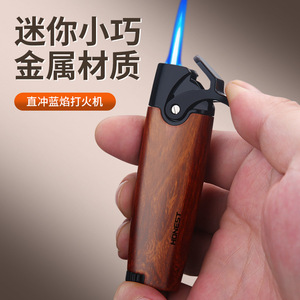 Encendedor de bolsillo JOFI mini, a prueba de viento, recargable con butano, para cigarros y cigarrillos, cuerpo de madera, ideal para regalo. - Product Image 3