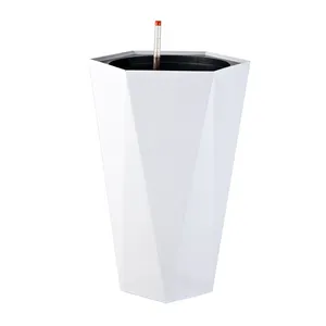 sand blast large standing self-absorbing plastic flower pot & planter for indoor and outdoor garden decoration