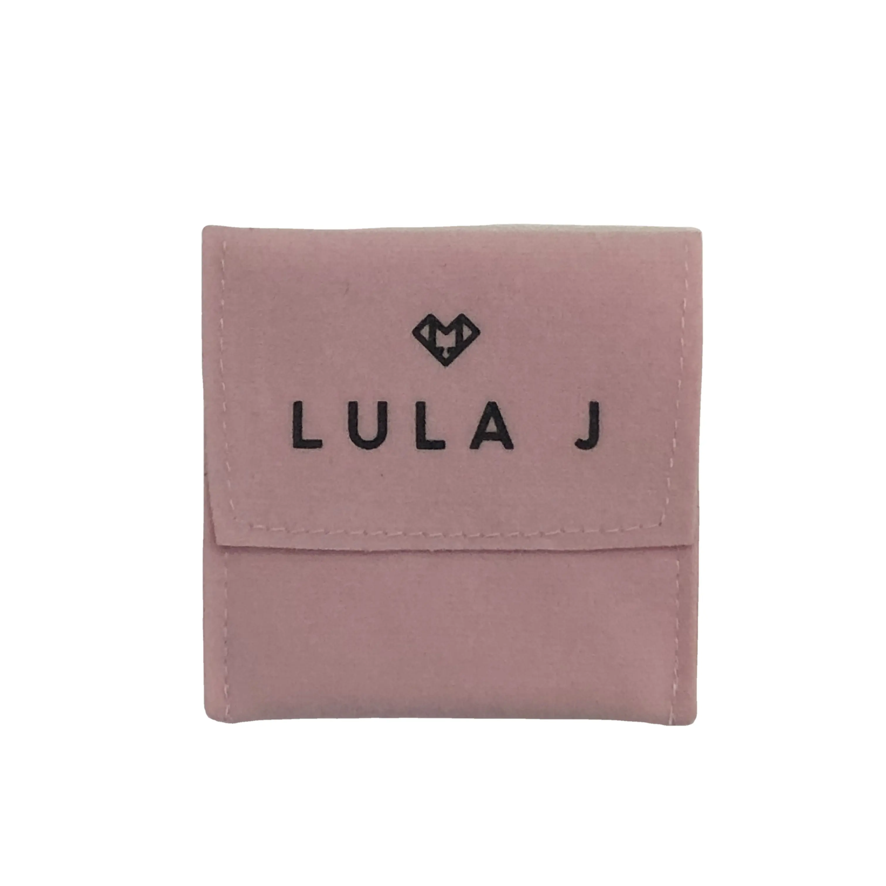 Luxuriöse rosa Schmuck beutel Tasche Pistole Opp Tasche Samt Weißes Quadrat Akzeptieren Sie individuelles Logo mit Schmuck beutel Verpackung