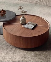 Meja kopi desainer populer set meja teh kecil mewah modern kayu bulat untuk furnitur ruang tamu