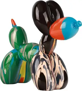 Ornamenti per cani con palloncini nordici artigianato in resina decorazioni per la casa per interni personalizzate placcatura accessori per la casa decorazioni figurine per cani con palloncini