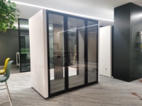 Cabine téléphonique Flexspace, cabine de réunion, pod insonorisé, nouveau studio portable, pod de bureau avec verre insonorisé et intimité intérieure.