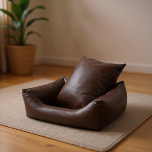 Divano a Nido Quadrato in Camoscio Rosso Arancione di Alta Gamma YM7945 per Animali Domestici - Product Image 3