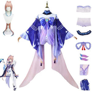Sangonomiya <span class=keywords><strong>Kokomi</strong></span> Cosplay Costume <span class=keywords><strong>Genshin</strong></span> <span class=keywords><strong>Impact</strong></span> <span class=keywords><strong>Kokomi</strong></span> Tube Top Robe Ensemble Cosplay Costume Tenues Avec Dos Décoration Perruque - Product Image 2