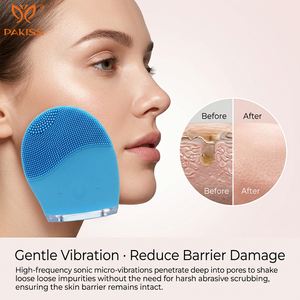 เครื่องทำความสะอาดผิวหน้า PAKISS แบบมือถือ กันน้ำ สำหรับใช้ในบ้าน พร้อมระบบสั่นสะเทือนขนาดเล็ก ขนแปรงนุ่ม ทำจากซิลิโคน - Product Image 3