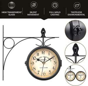 5-Inch Indoor <strong>Outdoor</strong> Double-Sided Hanging <strong>Clock</strong> Iron Metal Frame Glass Lens Quartz Crystal Movement <strong>Weatherproof</strong> Wall <strong>Clock</strong> - Product Image 3