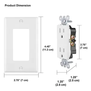 Prise électrique 15A 110V-125V prise de décoration Standard américain prise de courant Duplex prise de courant prise murale certifiée UL