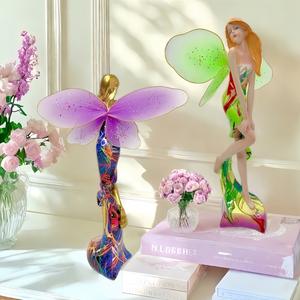 Ornement nordique transfrontalier en résine époxy sculptée, motif fée des fleurs, papillon et elfe, pour cheminée et chambre d'enfant, artisanat - Product Image 2