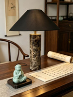 Lámpara de Mesa Moderna de Mármol con Pantalla de Tela para Mesita de Noche o Sala de Estar