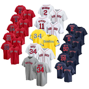 Bordado Personalizado al por Mayor de los <span class=keywords><strong>Boston</strong></span> <span class=keywords><strong>Red</strong></span> <span class=keywords><strong>Sox</strong></span> # 11 # 34 <span class=keywords><strong>Camiseta</strong></span> de béisbol de malla de poliéster unisex para adultos con estampado de logotipo frontal - Product Image 1