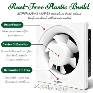 Ventilateur d'extraction axial NEDFON APB15-3-AS en plastique avec volet, à montage mural ou fenêtre, 220V, roulement à manchon électrique - Product Image 2