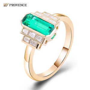 Custom18k 14K 10K Rắn Vàng Vàng Phòng Thí Nghiệm Grown Emerald Nhẫn Cưới Sang Trọng Colombia Phòng Thí Nghiệm Emerald Engagement Ring Phụ Nữ Người Đàn Ông - Product Image 1