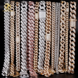 Ensemble de bracelet chaîne cubaine en argent 925 de luxe, serti de diamants, <span class=keywords><strong>testeur</strong></span> de diamants, hip-hop de Miami, moissanite, couleur VVS D, personnalisé - Product Image 4