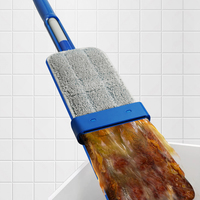 Jesun Lavage professionnel mains libres Vadrouille à presser plate Vadrouille à sol plat en microfibre Nettoyeur à poussière sèche et humide