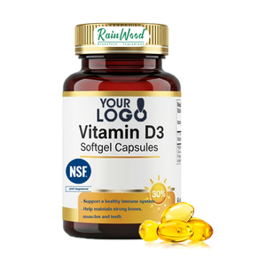 Cápsulas Blandas de Vitamina D3 Rainwood para el Apoyo Óseo e Inmunitario, <span class=keywords><strong>Colecalciferol</strong></span>, Suplemento de Marca Privada OEM - Product Image 1