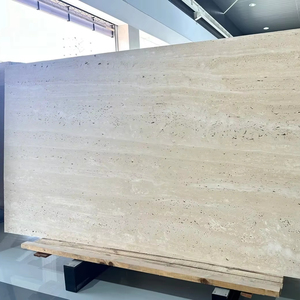 Marbre naturel de travertin blanc ivoire moderne, grande dalle pour la décoration intérieure, sol, cuisine, salle à manger, villa, vente en gros d'usine - Product Image 1