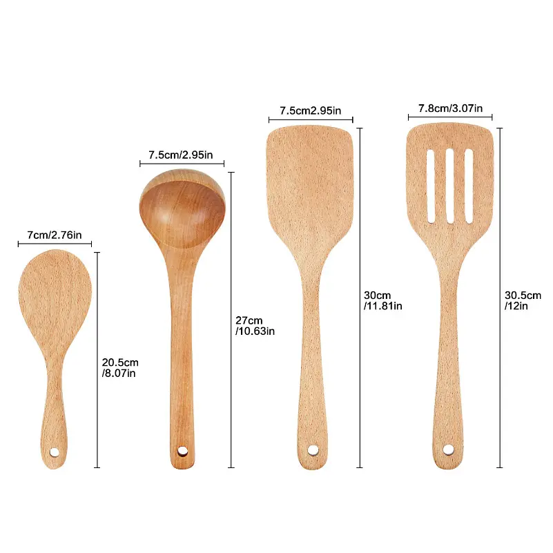 Elettrodomestici e utensili da cucina in legno di faggio naturale spatola cucchiaio utensili da cucina Set di utensili per pentole antiaderenti
