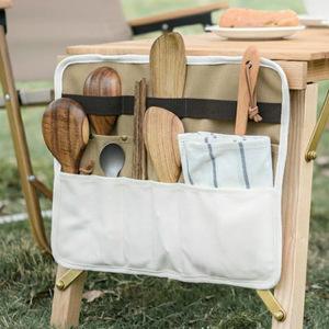 Sac de rangement pour vaisselle de camping en toile, sac portable pour barbecue et pique-nique, sac suspendu pour vaisselle de camping - Product Image 1