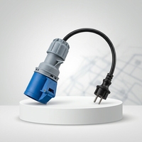 Câble adaptateur prise Schuko vers prise industrielle CEE 16A 32A 230V IP44, convertisseur Schuko mâle EU vers CEE femelle bleu