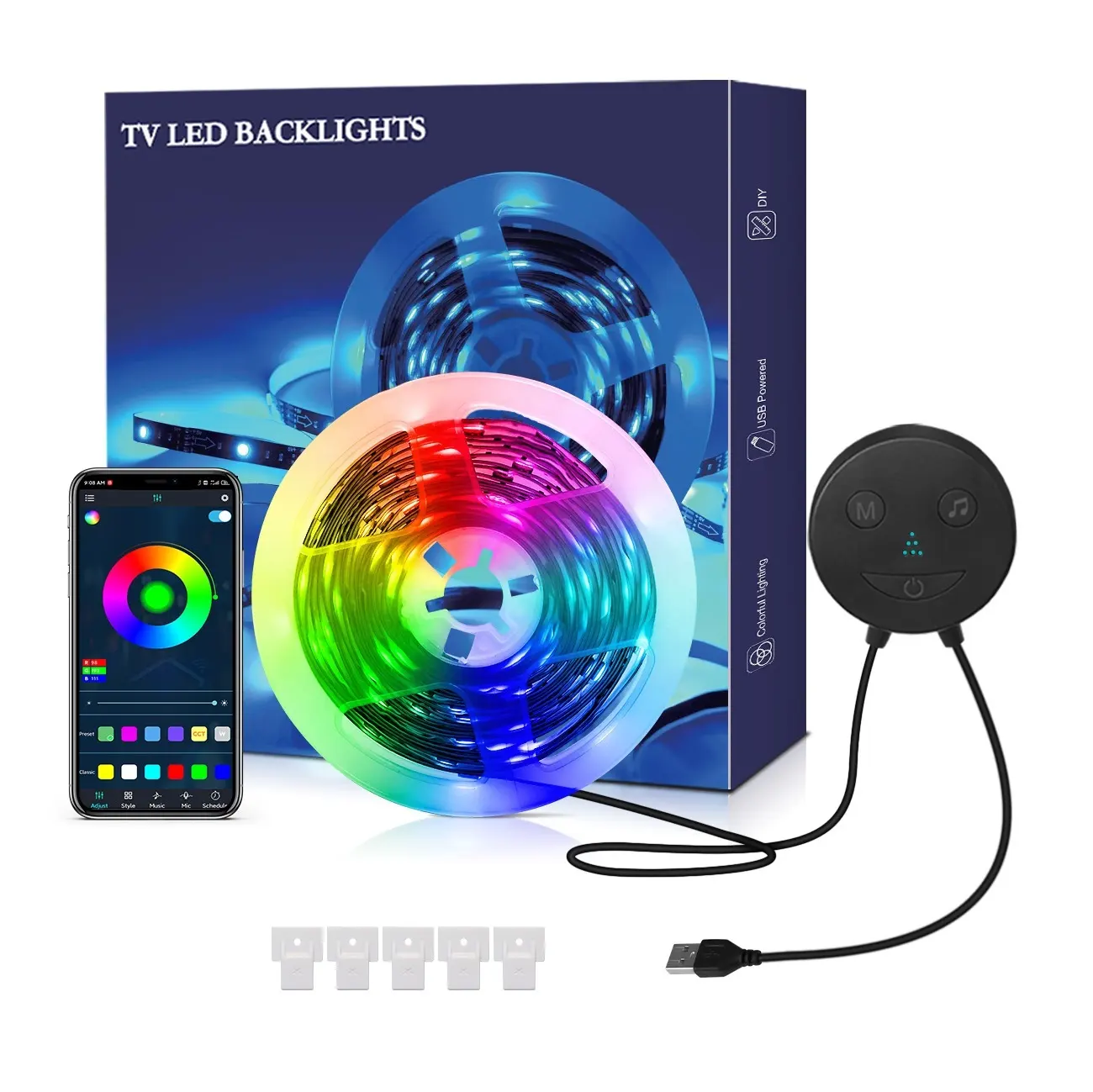 USB Smart APP Control Band Tafel platine SMD5050 RGB LED-Streifen 5M Light Kit TV Hintergrund beleuchtung mit Rück kleber