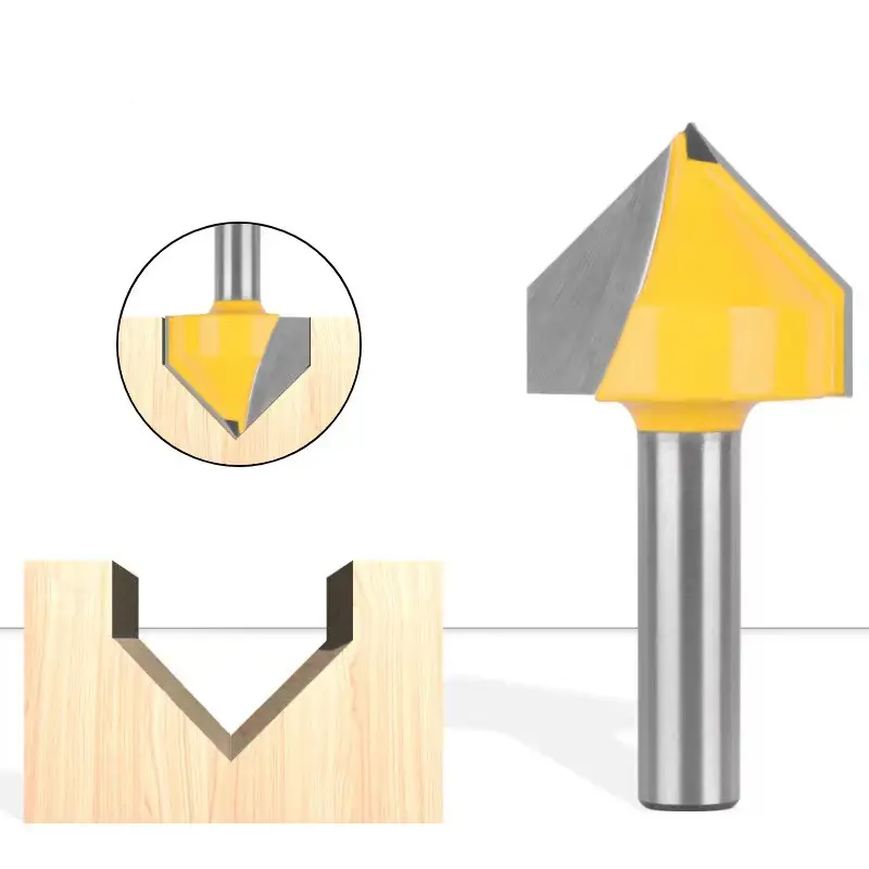 90 degree 8mm shank V Type Slotting Router Bit V Groove Router Bit 3D Woodworking Cutting Tool Wood tools